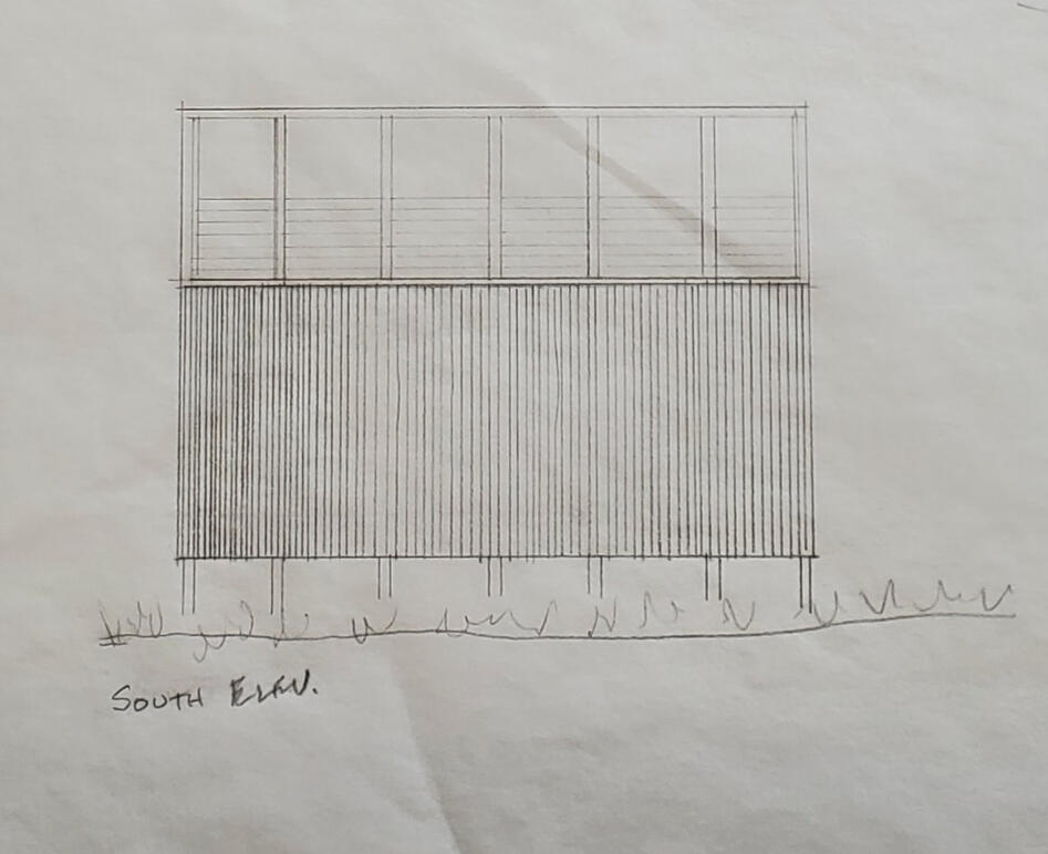 Kiwi Meditation Cabin Elevation sketch